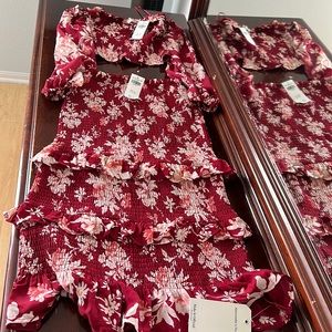 Abercrombie Two Piece Red Floral NWT Best Dressed Collection Size XXS/XXSP